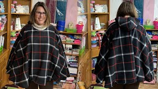 EASY DIY ADULT HOODED PONCHO QUILTING AND SEWING [upl. by Sherurd]