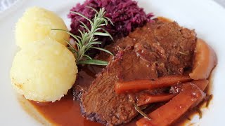 Saftiger RINDERBRATEN in Rotweinsauce selber machen  Schritt für Schritt Anleitung kochen [upl. by Akisej52]