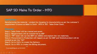 SAP SD Make To Order MTO or Sales Order Stock SOS  Sivans SAP SD Training [upl. by Karlik530]