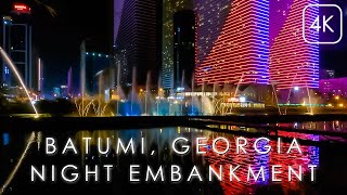 Batumi Embankment night walking Georgia walking tour 2022 [upl. by Anaidni669]