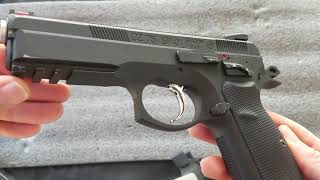 Airsoft ASG CZ75 SP01 Shadow GBB Pistol Review Disassembly shooting [upl. by Yahiya938]