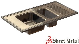 SolidWorks Sheet Metal Tutorial  285 Pressed Kitchen Sink of sheet metal Form Tool press [upl. by Alair]