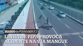 Motociclista sofre acidente provocado por linha de pipa [upl. by Rozalin655]