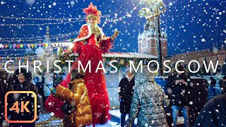 【4K】Christmas in Moscow 🎄 Winter Russia 🎅 Christmas Lights Walking Tour [upl. by Prescott733]