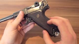 WW1 1918 German P08 Luger 9mm parabellum pistol short review Deactivated [upl. by Elnora]