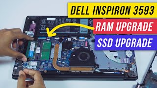 Dell Inspiron 3593 RAM Upgrade to 12GB SSD Upgrade Disassembly [upl. by Prudi]