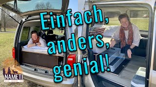 VW Caddy als MiniCamper  Campingbox für Alleinreisende [upl. by Aneelak724]