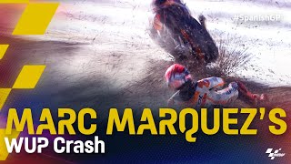 Marc Marquezs crash during WUP  2021 SpanishGP [upl. by Elleahcim]