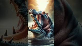 Hippo vs Crocodile Who wins animalbattle wildanimal animals [upl. by Eduam770]