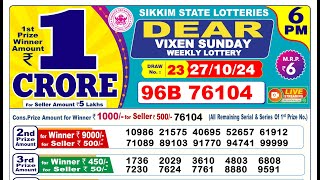 🔴Dear Lottery Sambad 6PM 271024  Todays LIVE Winning Numbers [upl. by Swayne]