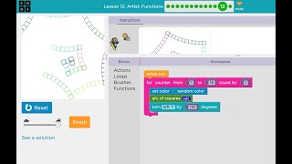 Codeorg  Course 4  Lesson 12 Artist Functions [upl. by Nauqahs]