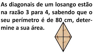 GEOMETRIA  Determine área do losango  Uso do Teorema de Pitágoras [upl. by Catton30]