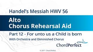 Handels Messiah Part 12  For unto us a Child is born  Alto Chorus Rehearsal Aid [upl. by Oiramd]