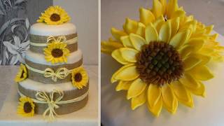 Sunflowers Cake and How to do fondant Sunflower  Flowers Cake [upl. by Scheld]