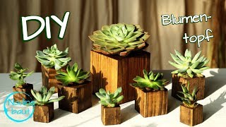 Blumentopf selber machen aus Holz  DIY  Pflanztopf  Sukkulenten Idee  plant pots ideas [upl. by Idnyl862]