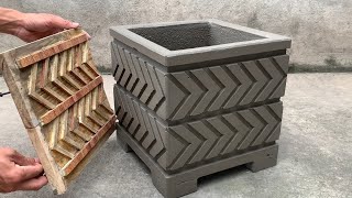 The best Cement flower Pots at home  Tips for making creative plant pot molds from wood and cement [upl. by Yalonda]