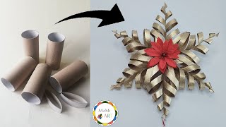 ŚWIĄTECZNE DEKORACJE Z RECYKLINGU ⭐️✨Gwiazdka DIY ✨zrób to sam z rolek papieru toaletowego ⭐️✨ [upl. by Nolrah]