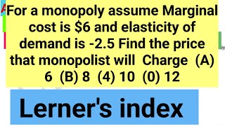 Lerners index  Monopoly power  Degree of Monopoly [upl. by Onaimad]