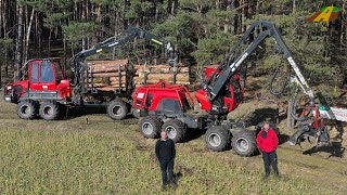 Holzernte  Durchforstung Baumfällung KOMATSU Harvester amp Forwarder Forstarbeit wood forest machine [upl. by Ashlen]