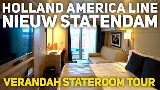 Holland America Line Nieuw Statendam Verandah and Inside Stateroom Tour 2020 [upl. by Shelah]