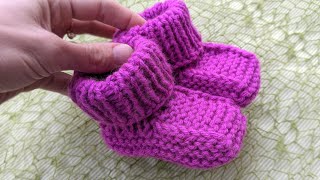 Knit Newborn Baby Booties Socks [upl. by Ainolloppa624]