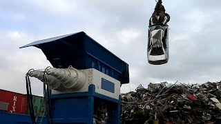 You will be amazed how easily this crusher can destroy large cars for the recycling process [upl. by Bellda]