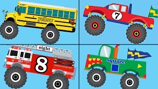 Monster Trucks Teaching Collection Vol 1  Learn Colors Colours Numbers amp Shapes [upl. by Nur]