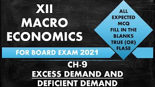 Excess Demand amp Deficient Demand Ch9 10 Most Expected One mark Questions for Board Exam 2021 [upl. by Sudnor]