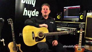 Epiphone® AJ220SCE Solid Top Cutaway AcousticElectric Guitar Natural Overview [upl. by Grekin]