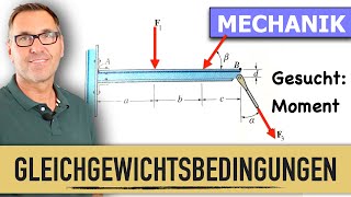 Einzel Drehmoment  Drehmomente  Momente an einen Balken  Hebelarm  Normalabstand [upl. by Poulter]