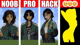 Squid Game Girl 067 NOOB vs PRO vs HACKER MINECRAFT Pixel Art イカゲーム マインクラフト 오징어 게임 [upl. by Evante]