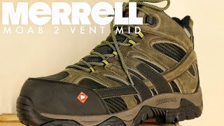 MERRELL WORK MOAB 2 VENT MID WATERPROOF COMP TOE  The Boot Guy Reviews [upl. by Ydal808]