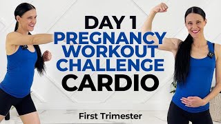 First Trimester Cardio Workout 20Min Pregnancy Workout Safe For All Trimesters [upl. by Arramahs]