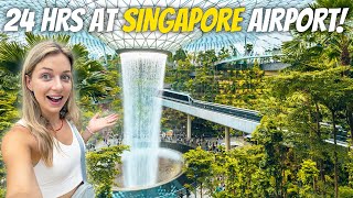 LIVING 24 HOURS AT THIS CRAZY LUXURY AIRPORT 😱 Singapore Changi Airport [upl. by Anirad395]