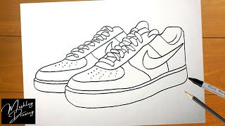 How to Draw Nike Shoes  Nike Air Force 1 [upl. by Dewitt101]