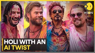 Holi 2024 AI imagines Hollywood actors celebrating festival of colours  WION [upl. by Bushey107]