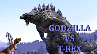 Godzilla vs TRex  The fearless Tyrannosaurus gets ready to fight but SFM [upl. by Lleze]