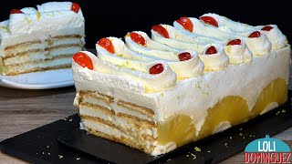 TARTA DE PIÑA ANANÁS Y GALLETAS ¡¡SIN HORNO CREMOSA Y DELICIOSA Loli Domínguez  Recetas [upl. by Eon]