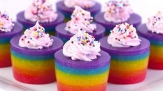 How to Make Double Rainbow Cake Jelly Shots [upl. by Gerrit79]