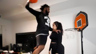 Tbvnks vs His Girlfriend 1v1 BASKETBALL [upl. by Enileuqaj]