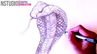 How to Draw a King Cobra Snake  Step by Step [upl. by Beverly]