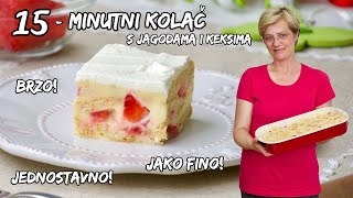 15MINUTNI KOLAČ S JAGODAMA I KEKSIMA fantastično osvježavajuć i ukusan • ReciPeci Sandre Gašparić [upl. by Nonah863]