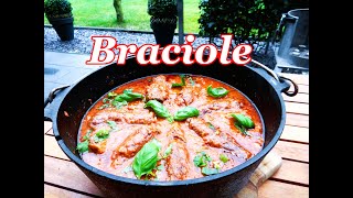 Rinderrouladen quot Braciole quot  nach Italienischer Art Dutch Oven  Kazan Rezepte One Pot [upl. by Kassel]