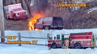 Car  Vehicle  Truck Fire  Route 9  Brattleboro VT  13025  RAW Footage [upl. by Hultin387]