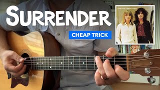 Surrender acoustic • Cheap Trick guitar lesson w tabs [upl. by Ozneral]