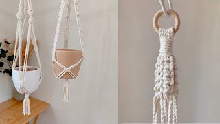 2 EASY MACRAME PLANT HANGERS TUTORIAL  Stepbystep Video 1 [upl. by Thalassa]