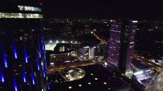 Floreasca City Center Bucharest Romania  Sky Tower  Night View 4K [upl. by Heydon]