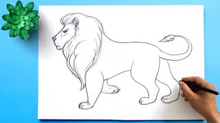 How to Draw a Lion Easy  Lion King Drawing Step by Step [upl. by Heisser]