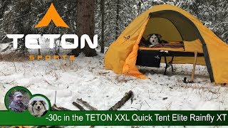 30c Winter Camp in the TETON XXL Quick Tent Elite Rainfly XT [upl. by Barbi]