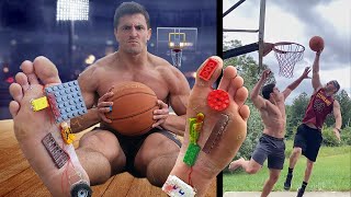 Super Gluing LEGO to my Feet and Playing Basketball UNBEARABLE PAIN  Bodybuilder VS Ross Smith [upl. by Anigger665]